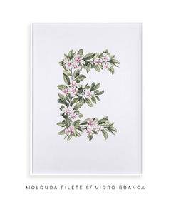 QUADRO DECORATIVO LETRA BOTÂNICA E - Flowersjuls - Quadros decorativos botânicos | Aquarelas autorais