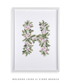 QUADRO DECORATIVO LETRA BOTÂNICA H - Flowersjuls - Quadros decorativos botânicos | Aquarelas autorais