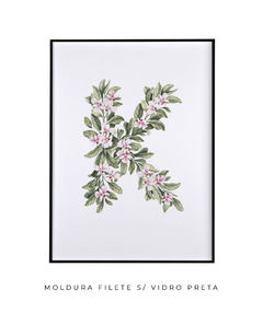 QUADRO DECORATIVO LETRA BOTÂNICA K - Flowersjuls - Quadros decorativos botânicos | Aquarelas autorais
