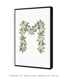 QUADRO DECORATIVO LETRA BOTÂNICA M - Flowersjuls - Quadros decorativos botânicos | Aquarelas autorais