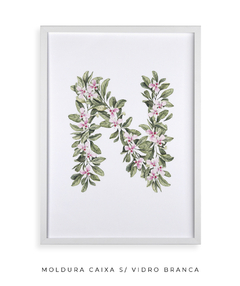 QUADRO DECORATIVO LETRA BOTÂNICA N - Flowersjuls - Quadros decorativos botânicos | Aquarelas autorais