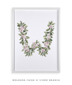 QUADRO DECORATIVO LETRA BOTÂNICA W - Flowersjuls - Quadros decorativos botânicos | Aquarelas autorais