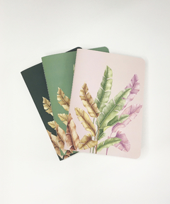 Caderno costurado P Trio - Flowersjuls - Quadros decorativos botânicos | Aquarelas autorais