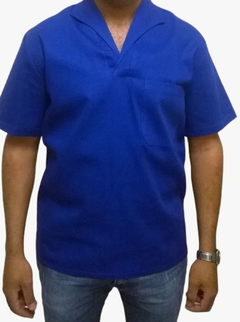 Camisa Fechada em brim Azul Royal