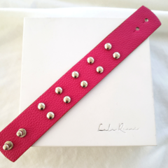 *New in* Brazalete Boston de Cuero Fucsia