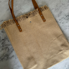 *New* Tote Bag Fátima estilo rafia de algodón y simil cuero - comprar online