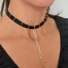 Choker James de cuerina y apliques bañados en oro 24k - Obsequium Jewelry & Complements