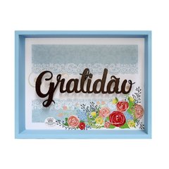 Quadro painel de mesa Gratidão Azul