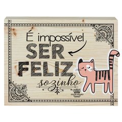 Placa de mesa gato ser feliz