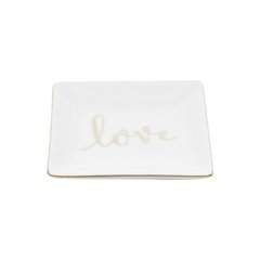 Porta Anéis Cerâmica Love Branco e Dourado - comprar online