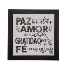 Quadro mdf preto amor paz gratidão