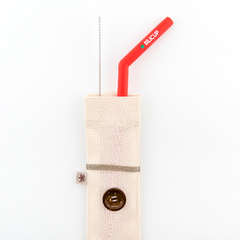 Kit Canudo Mini/Infantil Silicone+ Escovinha + Porta Canudos com Botão | 4,5cm