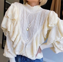 Tricot Babado duplo off white na internet