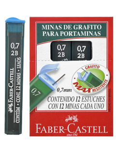 Minas de grafito Faber-Castell 0,7mm 2B x 12 unidades