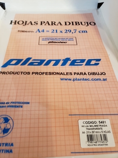 Hojas milimetradas transparente Plantec a4