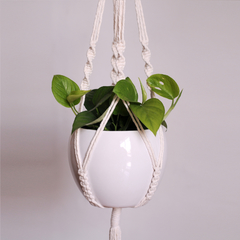 Suporte Macrame Lia Cru com Metal - Miniima Estúdio | Acessórios e Produtos para vestir e cultivar