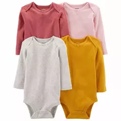 PACK 4 BODIES BODYS CARTERS MANGAS LARGAS TALLE 6 MESES