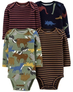 PACK 4 BODIES BODYS CARTERS MANGAS LARGAS TALLE 3 MESES