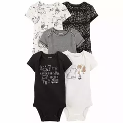 PACK 5 BODIES BODYS CARTERS MANGAS CORTAS TALLE 18 MESES