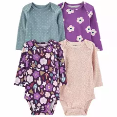 PACK 4 BODIES BODYS CARTERS MANGAS LARGAS TALLE 9 MESES