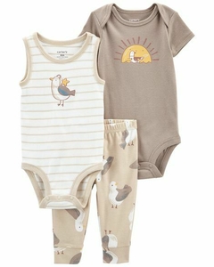 CONJUNTO BEBE PANTALON, BODY MC Y BODY MUSCULOSA CARTERS TALLE 9 Y 18 MESES