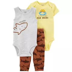 CONJUNTO BEBE PANTALON, BODY MC Y BODY MUSCULOSA CARTERS TALLE 9 MESES