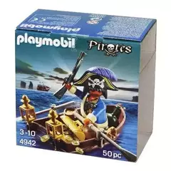 PLAYMOBIL PIRATES 4942 Pirata en Bote de Remos con Tesoro - Playmobil Huevos Sorpresa