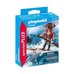 PLAYMOBIL Special Plus 70598 - Pirata con balsa y tiburón martillo