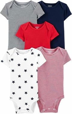 PACK 5 BODIES BODYS CARTERS MANGAS CORTAS TALLE 9 Y 12 MESES