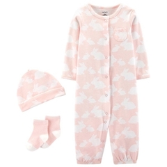 CONJUNTO AJUAR CARTERS SET NACIMIENTO CONEJITA DE 3 PIEZAS SLEEP & PLAY, GORRO Y MEDIAS - TALLE RECIEN NACIDO