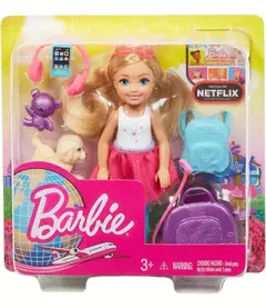 Barbie Chelsea - Viajera - Mattel - 5 Accesorios + Cachorro