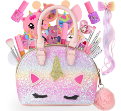 Kit De Maquillaje Para Niñas No Toxico Con Cartera Unicornio