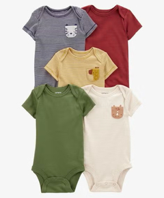 PACK 5 BODIES BODYS CARTERS MANGAS CORTAS TALLE 18 Y 24 MESES - comprar online