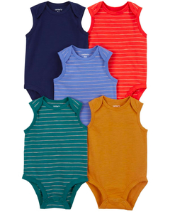 PACK 5 BODIES BODYS CARTERS MUSCULOSAS TALLE 9 - 12 Y 18 MESES - comprar online