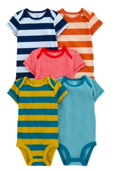 PACK 5 BODIES BODYS CARTERS MANGAS CORTAS TALLE 3 MESES - comprar online