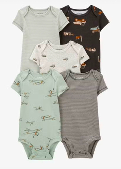 PACK 5 BODIES BODYS CARTERS MANGAS CORTAS TALLE 12 - 18 - 24 MESES - comprar online