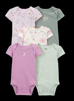 PACK 5 BODIES BODYS CARTERS MANGAS CORTAS TALLE 12 - 18 - 24 MESES - comprar online