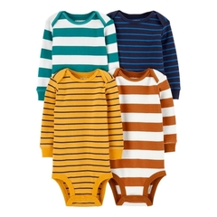 PACK 4 BODIES BODYS CARTERS MANGAS LARGAS TALLE 3 MESES