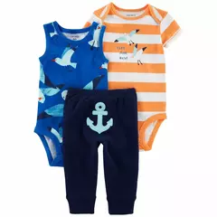 CONJUNTO BEBE PANTALON, BODY MC Y BODY MUSCULOSA CARTERS TALLE 9 MESES