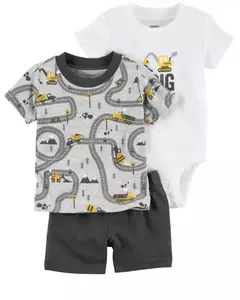 CONJUNTO BEBE CARTERS REMERA, BODY Y SHORT TALLE 6 MESES