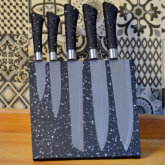 Set de 5 cuchillos de acero con taco de granito imantado