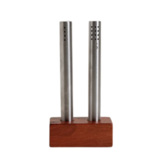 SET SAL Y PIMIENTA DE ACERO TUBO CON BASE DE MADERA - comprar online