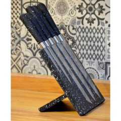 Set de 5 cuchillos de acero con taco de granito imantado - MAGI Home & Deco
