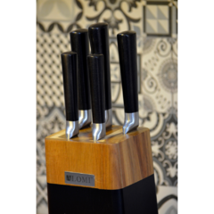 Set de 5 cuchillos de acero con taco de madera - MAGI Home & Deco