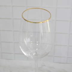 Set de 6 copas de vino de vidrio con borde dorado 500ML - comprar online