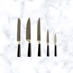 Set de 5 cuchillos de acero con taco de madera - tienda online
