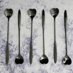 Set de 6 cucharas de acero negro Heart