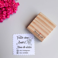 carimbo feito com amor (personalizado com nome, instagram e contato)