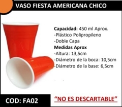 Vaso fiesta americana chico NO DESCARTABLE (Varios Colores) - comprar online