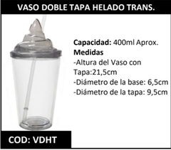 Vaso doble tapa helado transparente